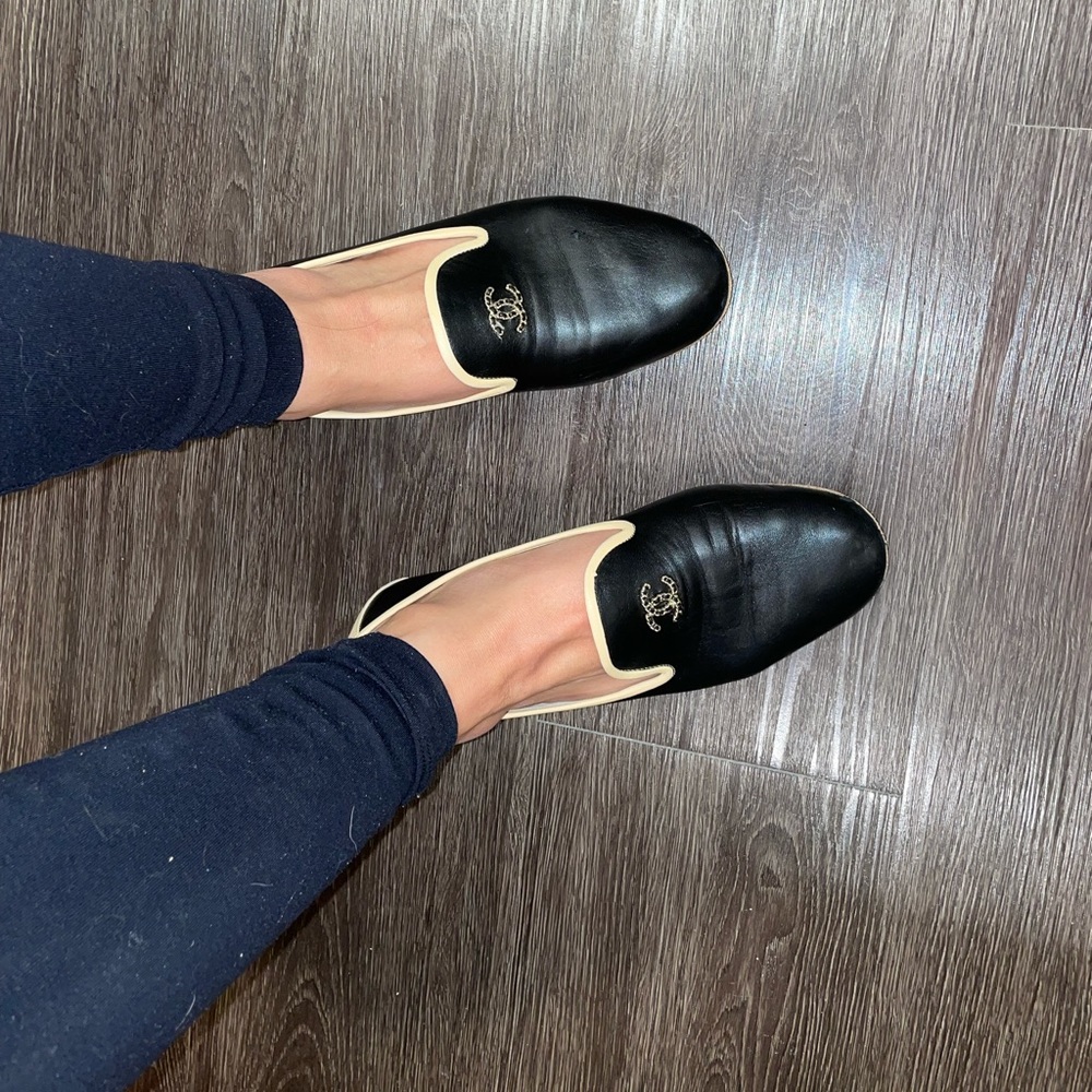 Chanel mocassins loafers 39.5 lambskin